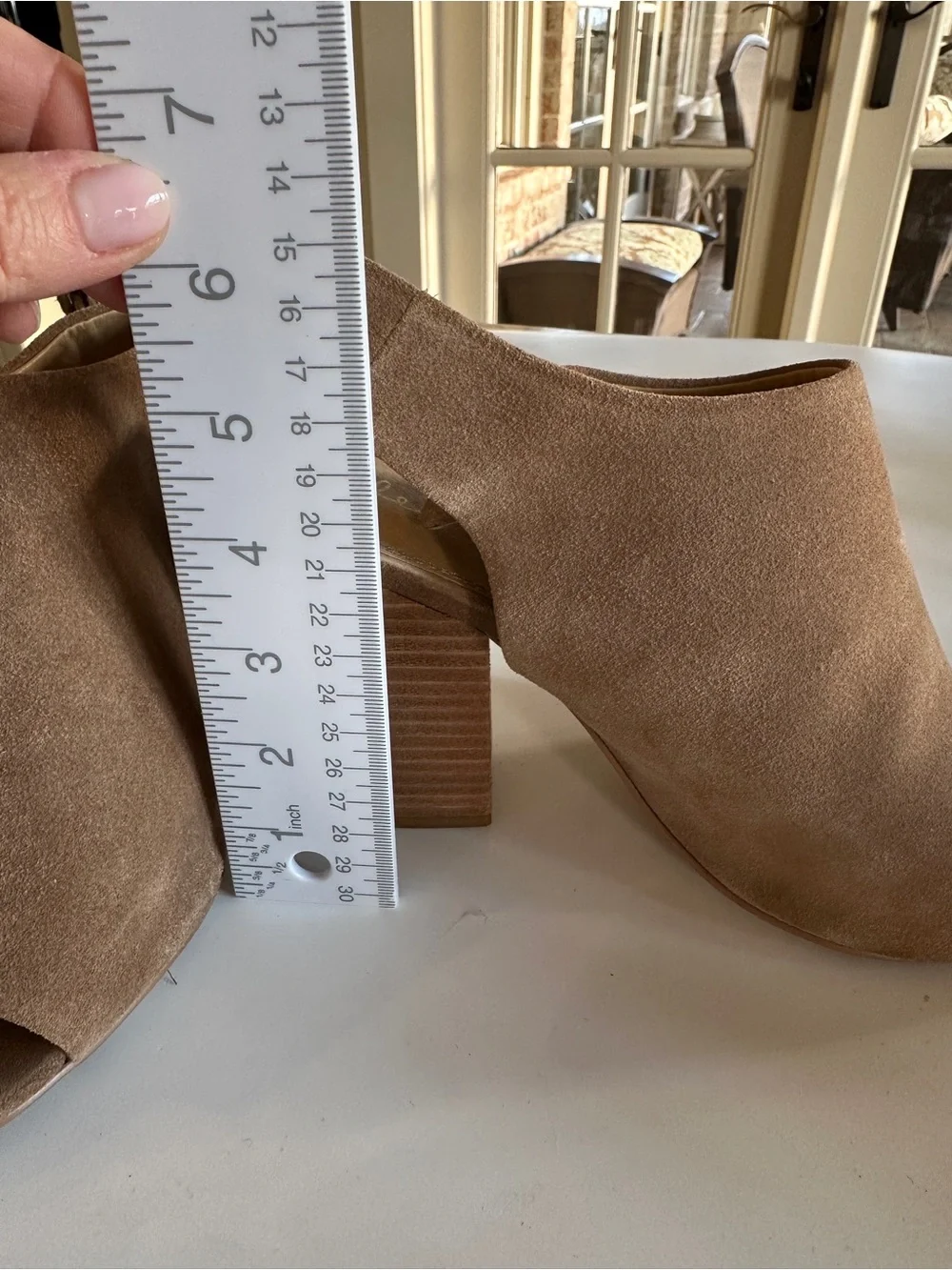 Splendid Women’s Kaylee Suede Peep-Toe Block Heel Slingback Booties- Tan Sz 9.5